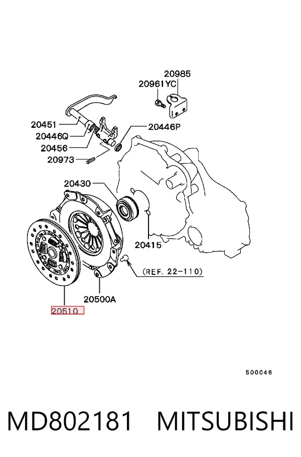 Disco de embrague MD802181 Mitsubishi