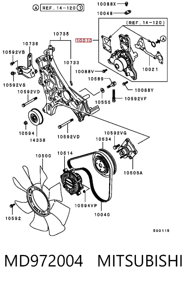 Bomba de agua MD972004 Mitsubishi