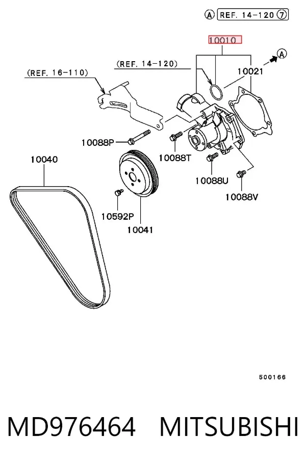 Bomba de agua MD976464 Mitsubishi