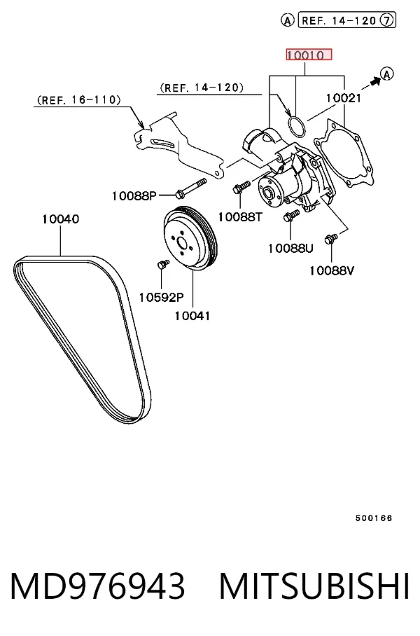 Bomba de agua MD976943 Mitsubishi
