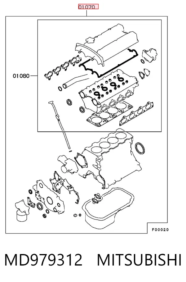 Juego de juntas para motor MD979312 Mitsubishi