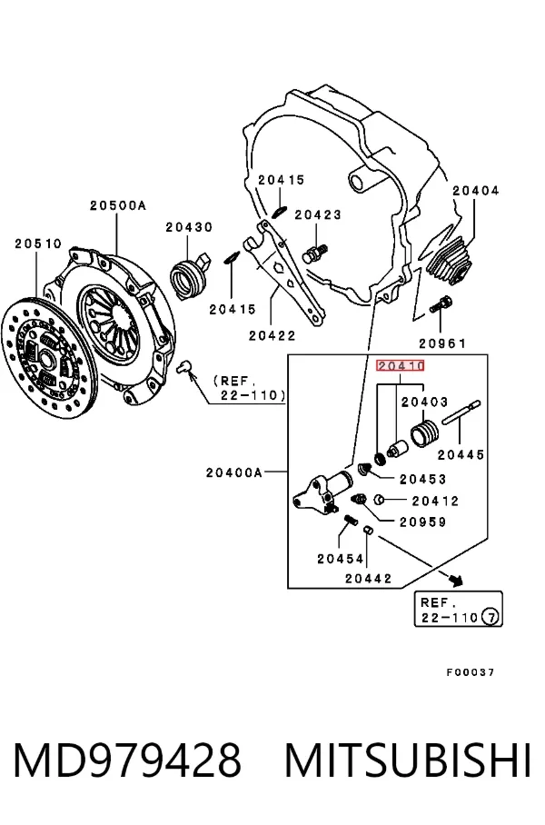 Kit de reparación del cilindro receptor de embrague MD979428 Mitsubishi