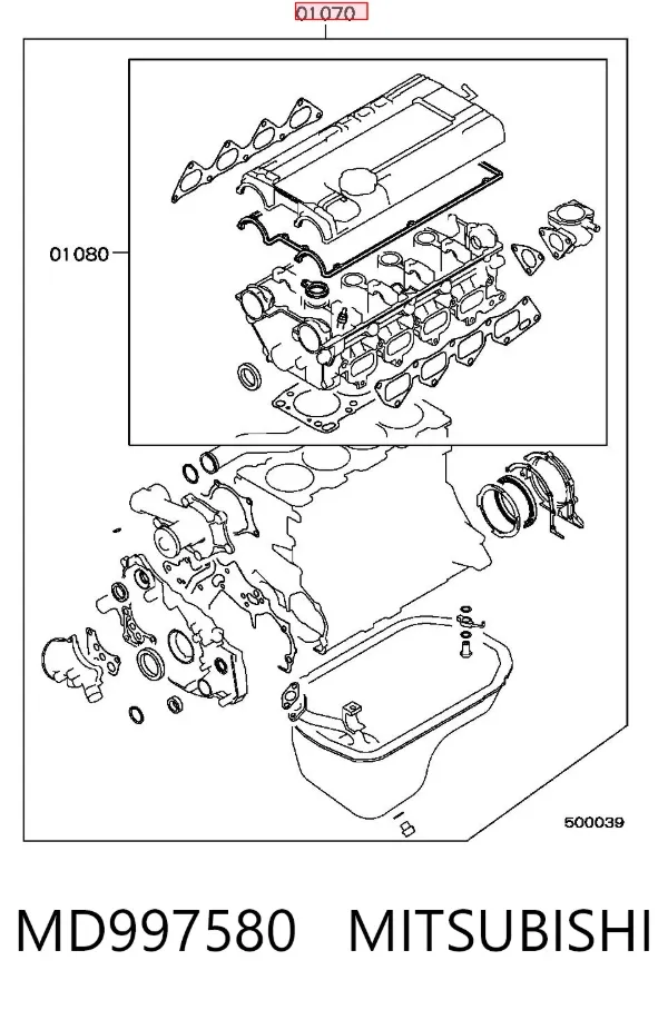 Juego de juntas para motor MD997580 Mitsubishi