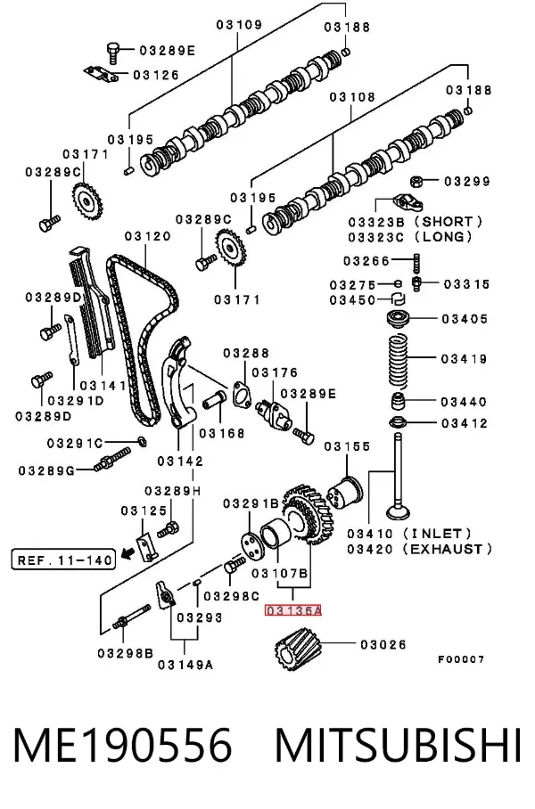 Engranaje loco del accionamiento de la bomba de inyección ME190556 Mitsubishi