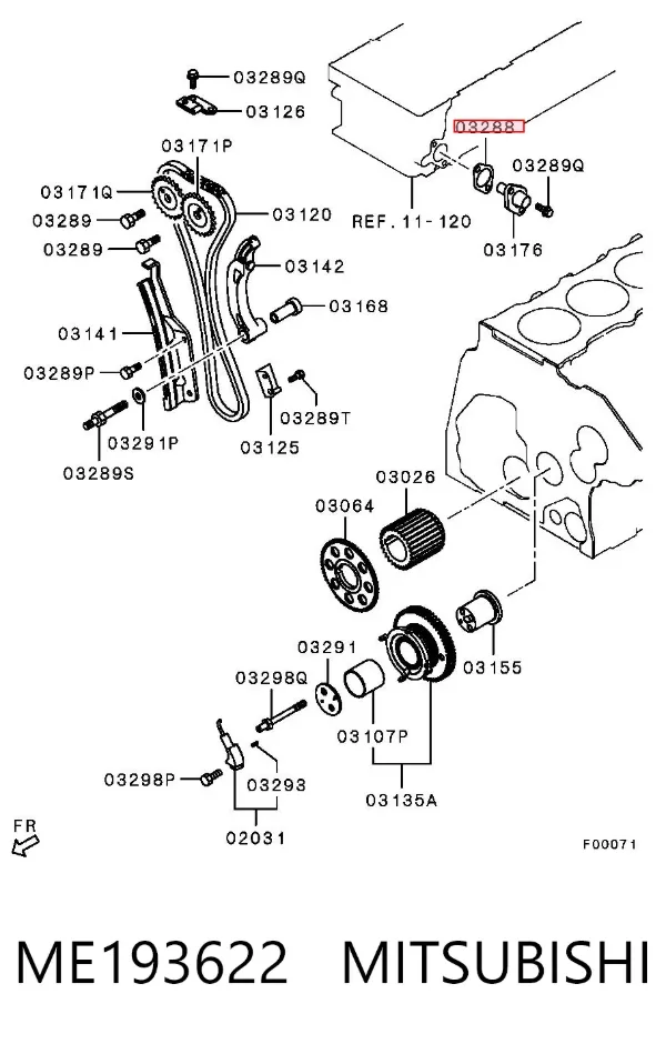 Junta del tensor de la cadena de distribución ME193622 Mitsubishi