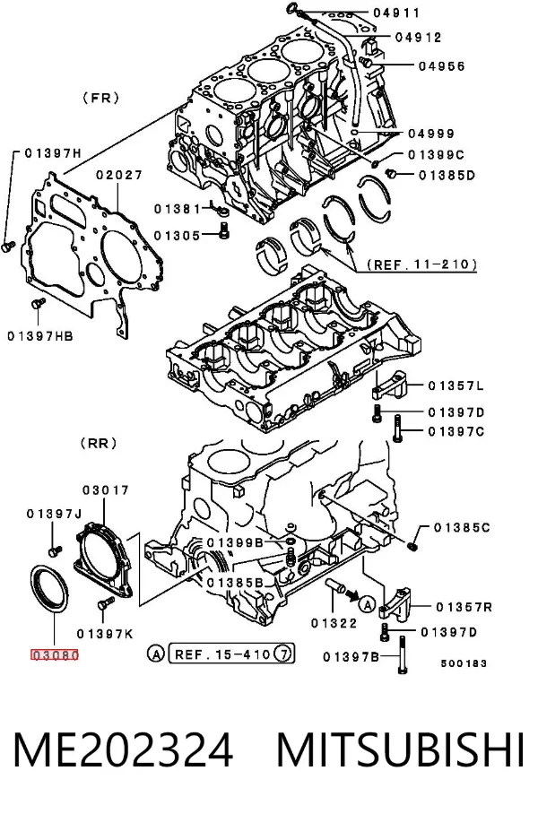 Retén de cigüeñal ME202324 Mitsubishi