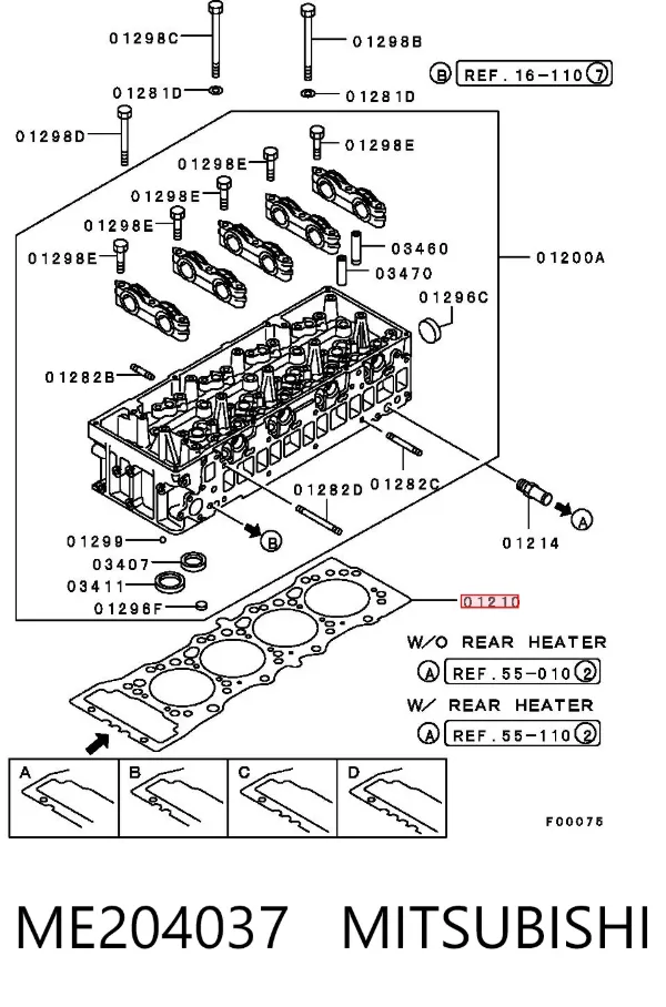 Junta de culata ME204037 Mitsubishi