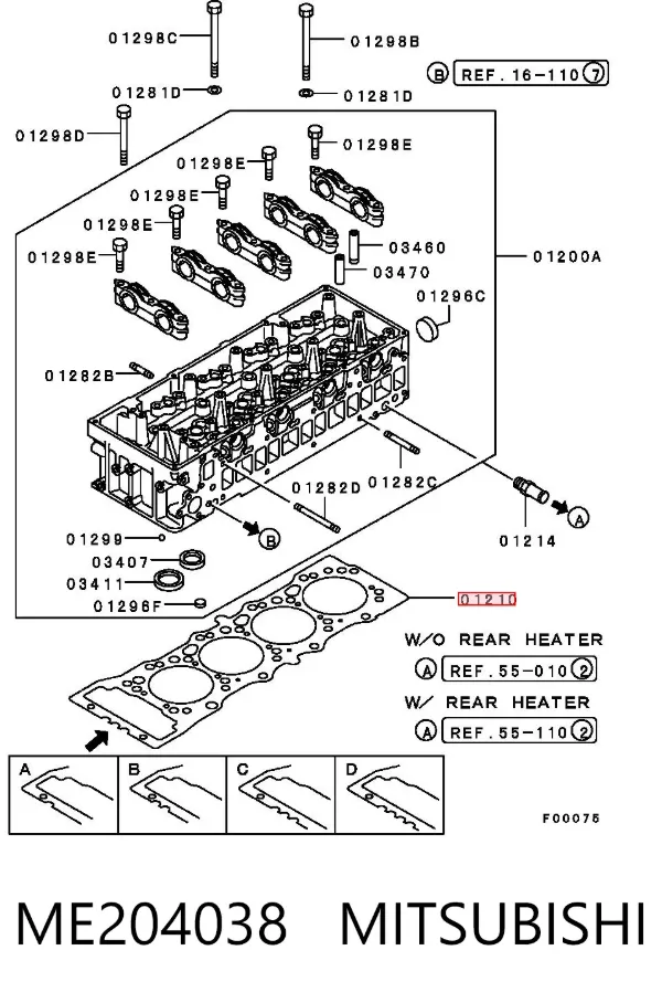 Junta de culata ME204038 Mitsubishi