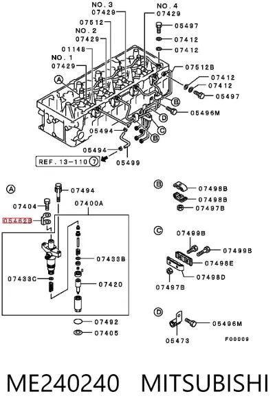 Arandela superior del inyector MITSUBISHI ME240240