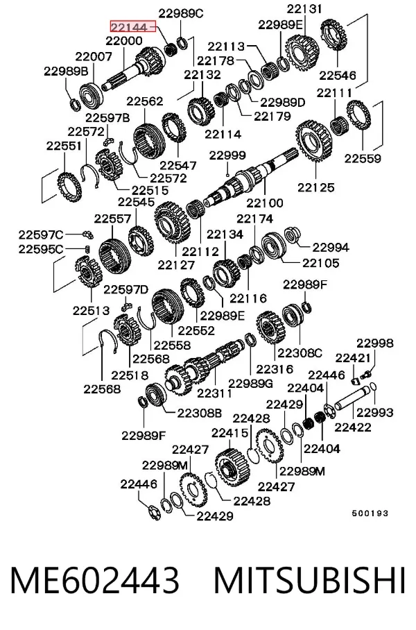 Cojinete, caja de cambios ME602443 Mitsubishi
