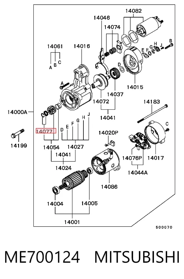 Kit de reparación de motor de arranque ME700124 Mitsubishi