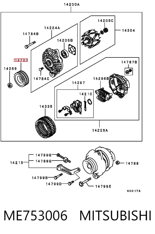 Polea alternador ME753006 Mitsubishi