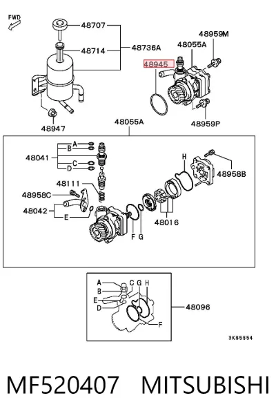 Retén de bomba de dirección asistida MITSUBISHI MF520407