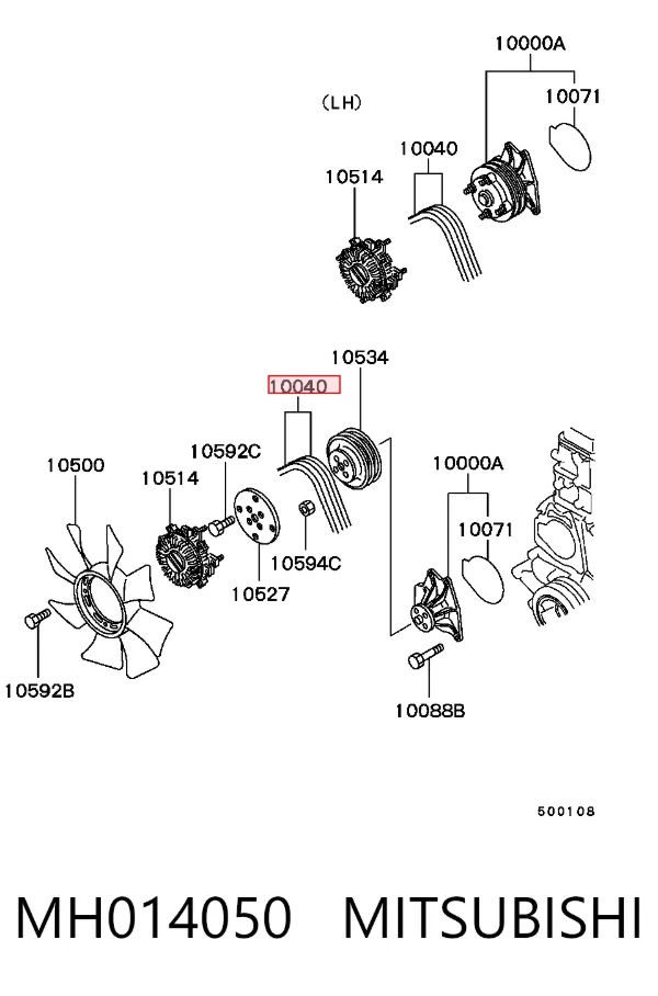 Correa de alternador MH014050 Mitsubishi