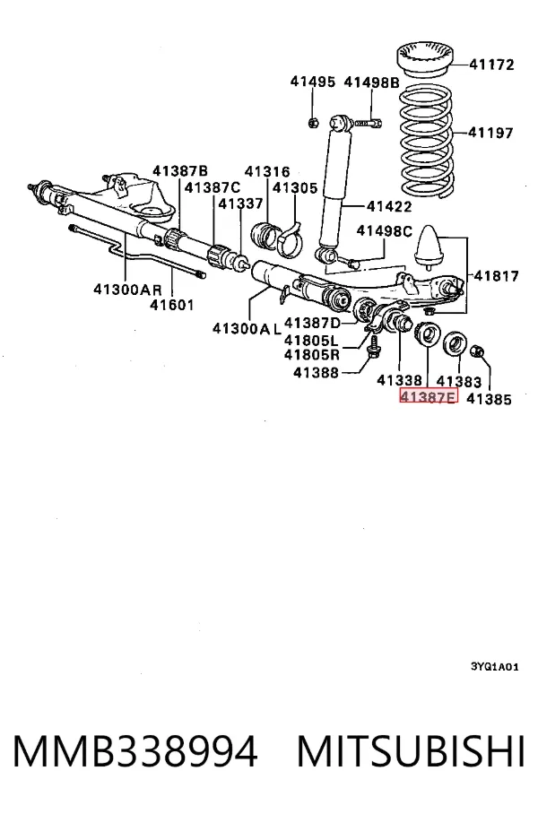 Buje del brazo transversal trasero MMB338994 Mitsubishi