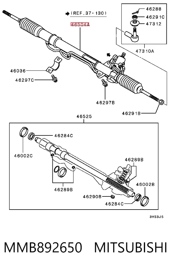 Cremallera de dirección MMB892650 Mitsubishi