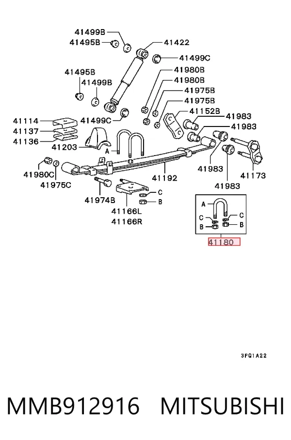 Abrazadera de ballesta MMB912916 Mitsubishi