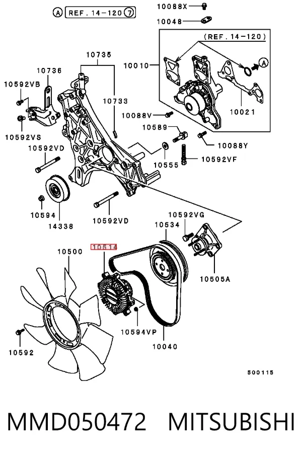 Embrague viscoso de ventilador MMD050472 Mitsubishi