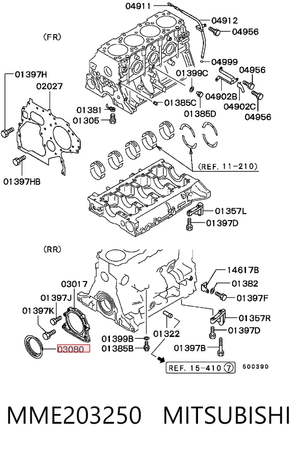 Retén de cigüeñal MME203250 Mitsubishi