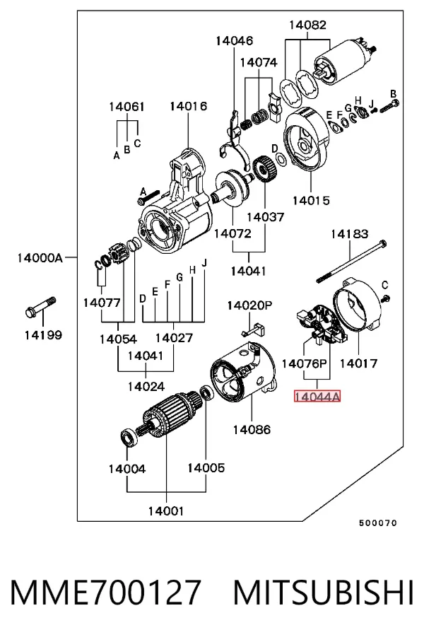 Portaescobillas motor de arranque MME700127 Mitsubishi