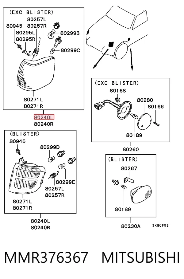 Intermitente izquierdo MMR376367 Mitsubishi