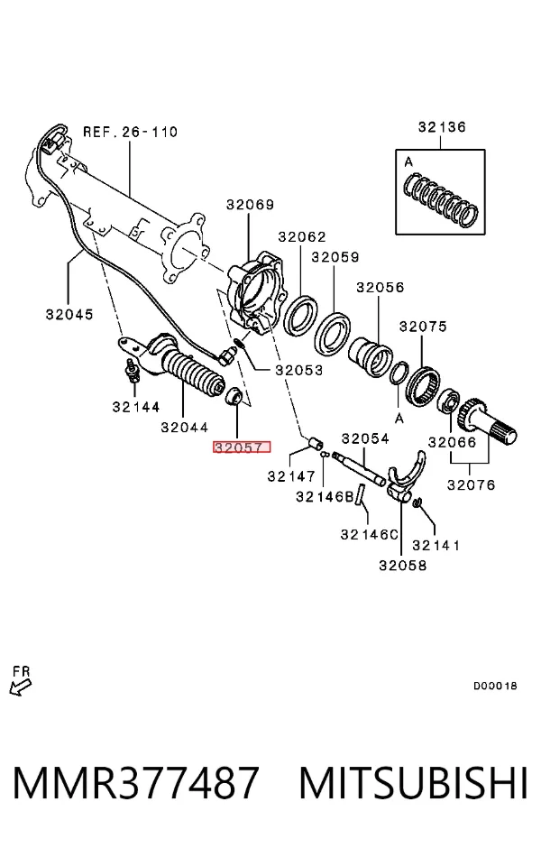 Retén del vástago del cambio de la caja de cambios MMR377487 Mitsubishi