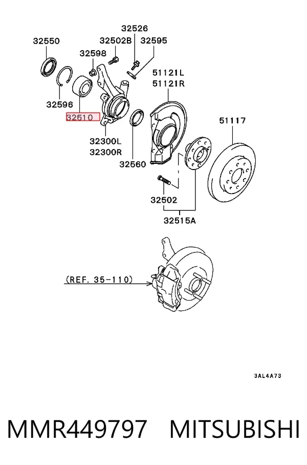 Cojinete de rueda delantero MMR449797 Mitsubishi
