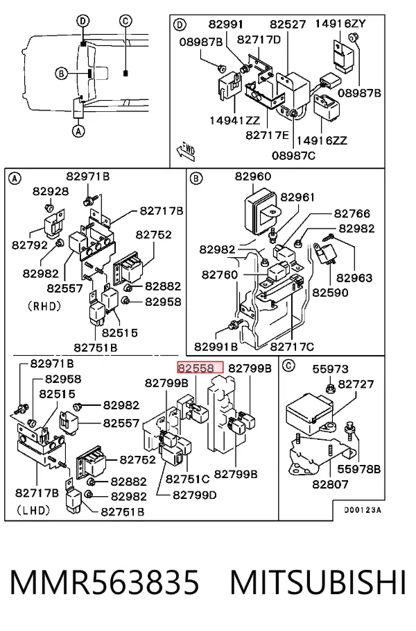 Relé de intermitentes MMR563835 Mitsubishi