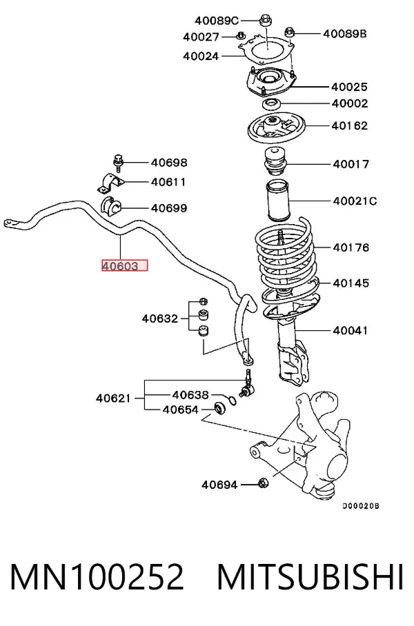 Estabilizador delantero MN100252 Mitsubishi