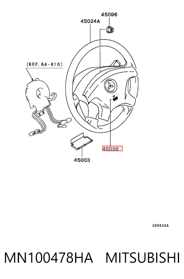 Airbag de volante MN100478HA Mitsubishi