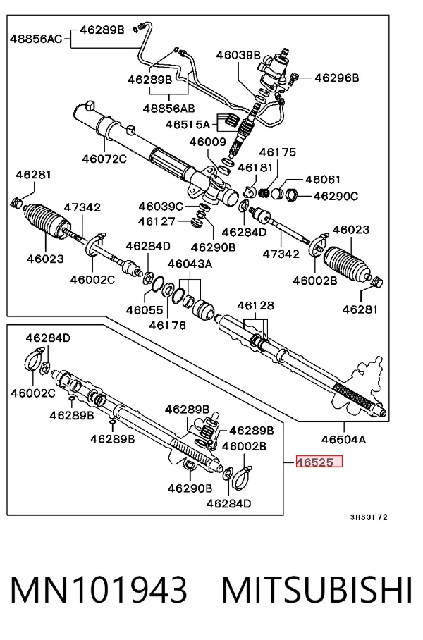 Kit de reparación, mecanismo dirección MN101943 Mitsubishi