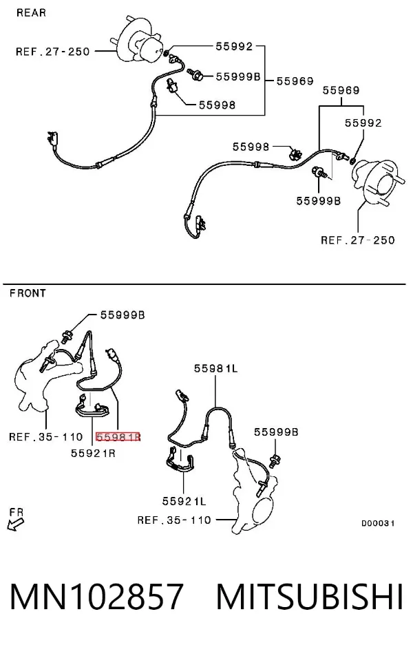 Sensor ABS MN102857 Mitsubishi