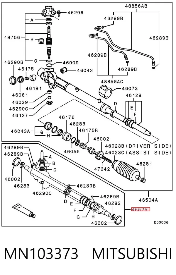 Kit de reparación, mecanismo dirección MN103373 Mitsubishi