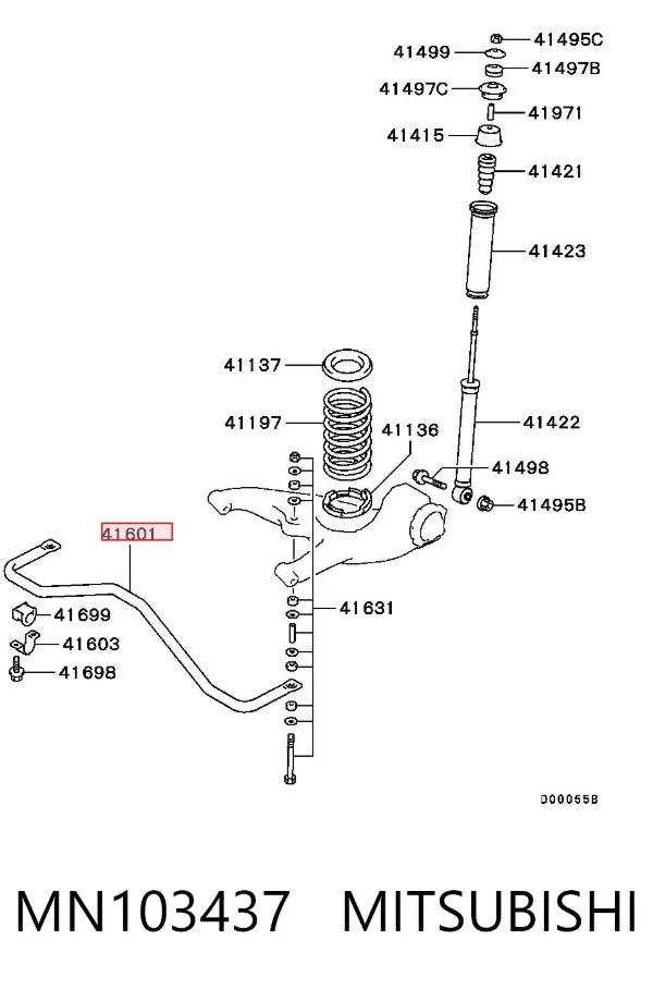 Estabilizador trasero MN103437 Mitsubishi