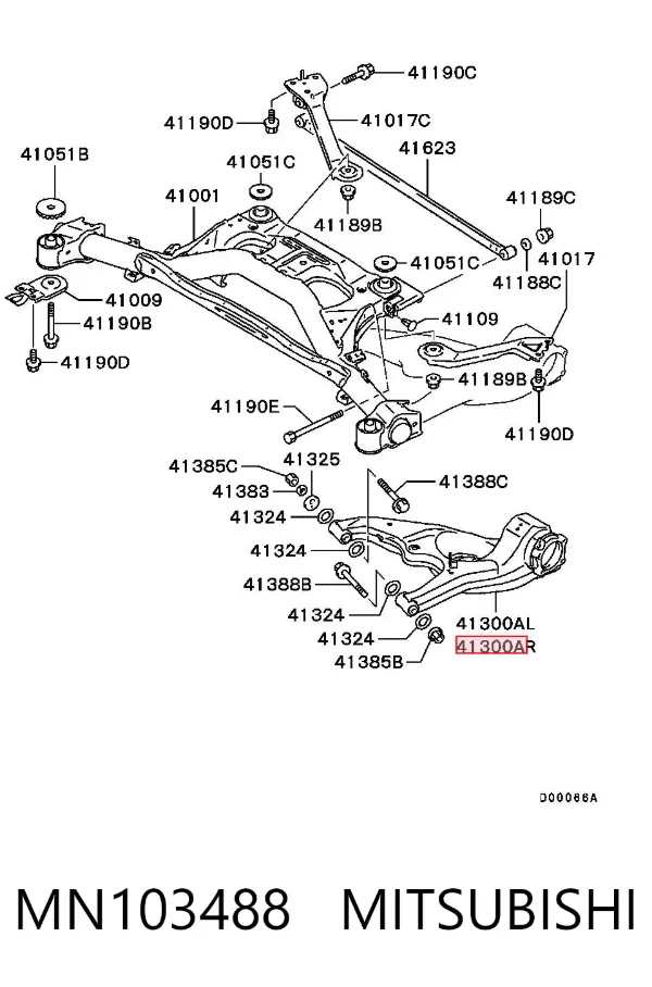 Brazo de suspensión trasero inferior derecho MN103488 Mitsubishi