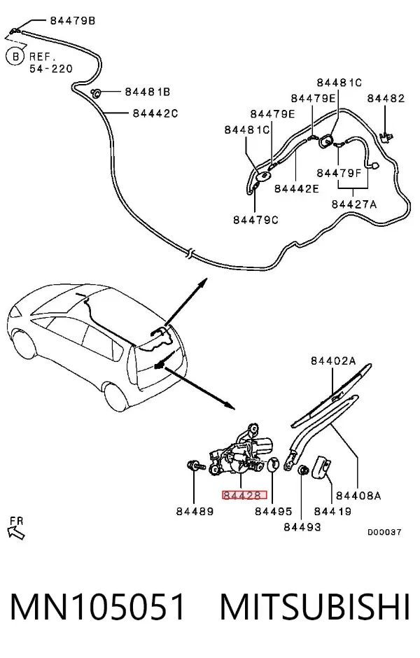 Motor limpiaparabrisas, trasera MN105051 Mitsubishi
