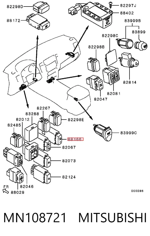 Botón de encendido del sensor de aparcamiento MN108721 Mitsubishi