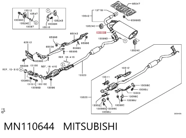 Junta de montaje del silenciador MN110644 Mitsubishi