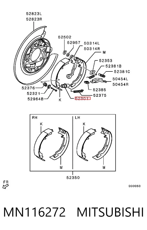 Mecanismo expansor de las zapatas del freno de estacionamiento MN116272 Mitsubishi