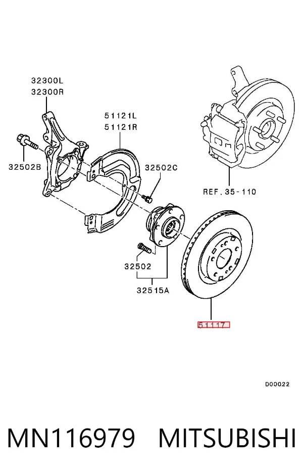 Disco de freno MN116979 Mitsubishi