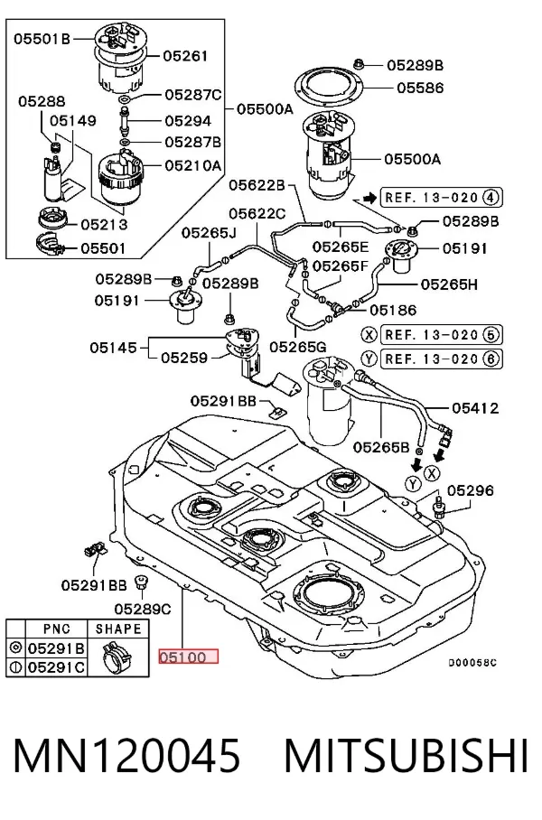 Depósito de gasolina MN120045 Mitsubishi