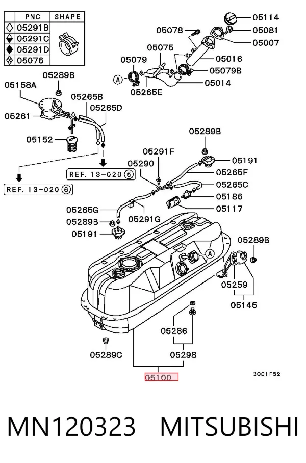 Depósito de gasolina MN120323 Mitsubishi