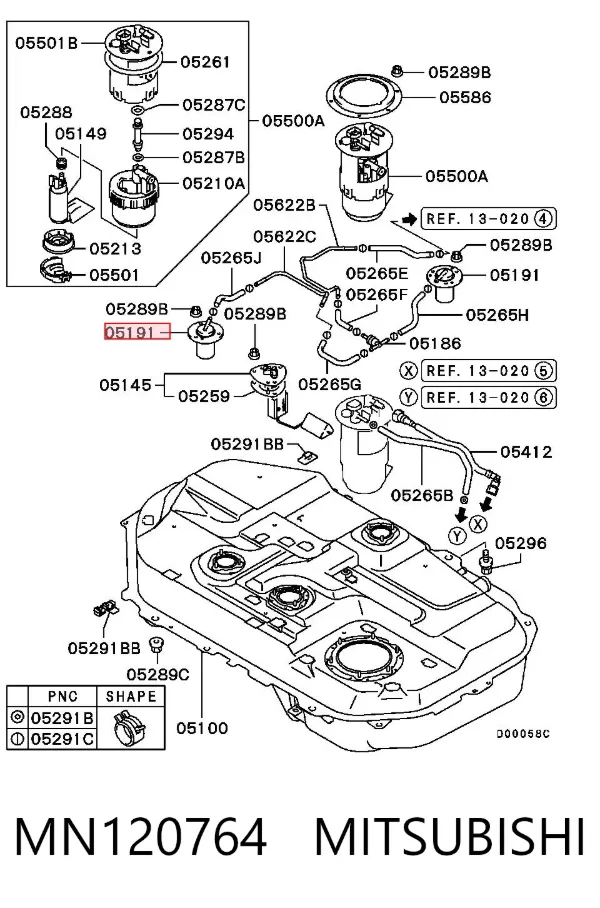 Válvula de ventilación de gases del tanque de combustible MN120764 Mitsubishi
