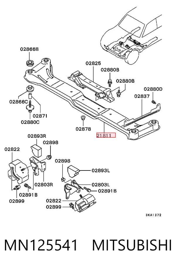 Soporte de la caja de cambios MN125541 Mitsubishi