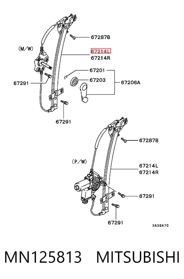 Mecanismo de elevalunas delantero izquierdo MN125813 Mitsubishi