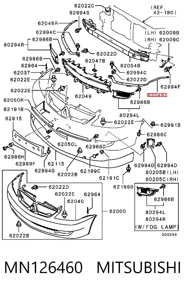 Soporte de parachoques delantero izquierdo MN126460 Mitsubishi