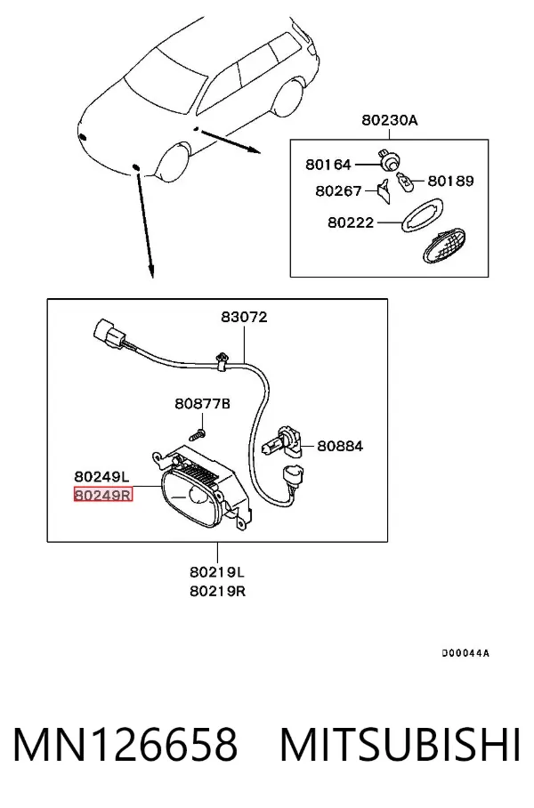 Faro antiniebla derecho MN126658 Mitsubishi
