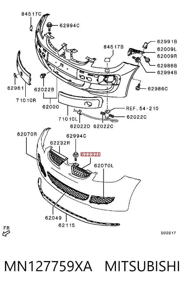 Rejilla izquierda MN127759XA Mitsubishi