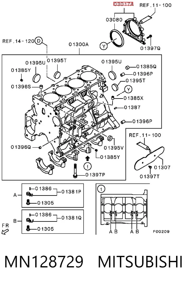 Tapa trasera de la culata MN128729 Mitsubishi