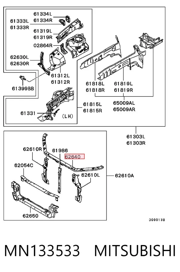 Soporte de radiador superior MN133533 Mitsubishi
